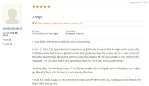 ARINGO MBA ADMISSION CONSULTING review on gmatclub