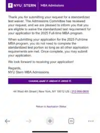 NYU Stern GMAT Waiver